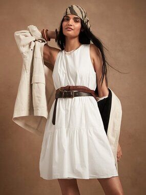 Banana Republic Cotton Poplin Tiered Sleeveless Mini Dress NWT